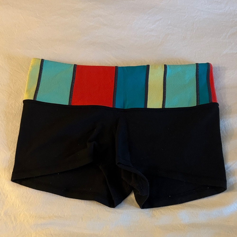 lululemon athletica Black Spandex Shorts with Colorful Waistband